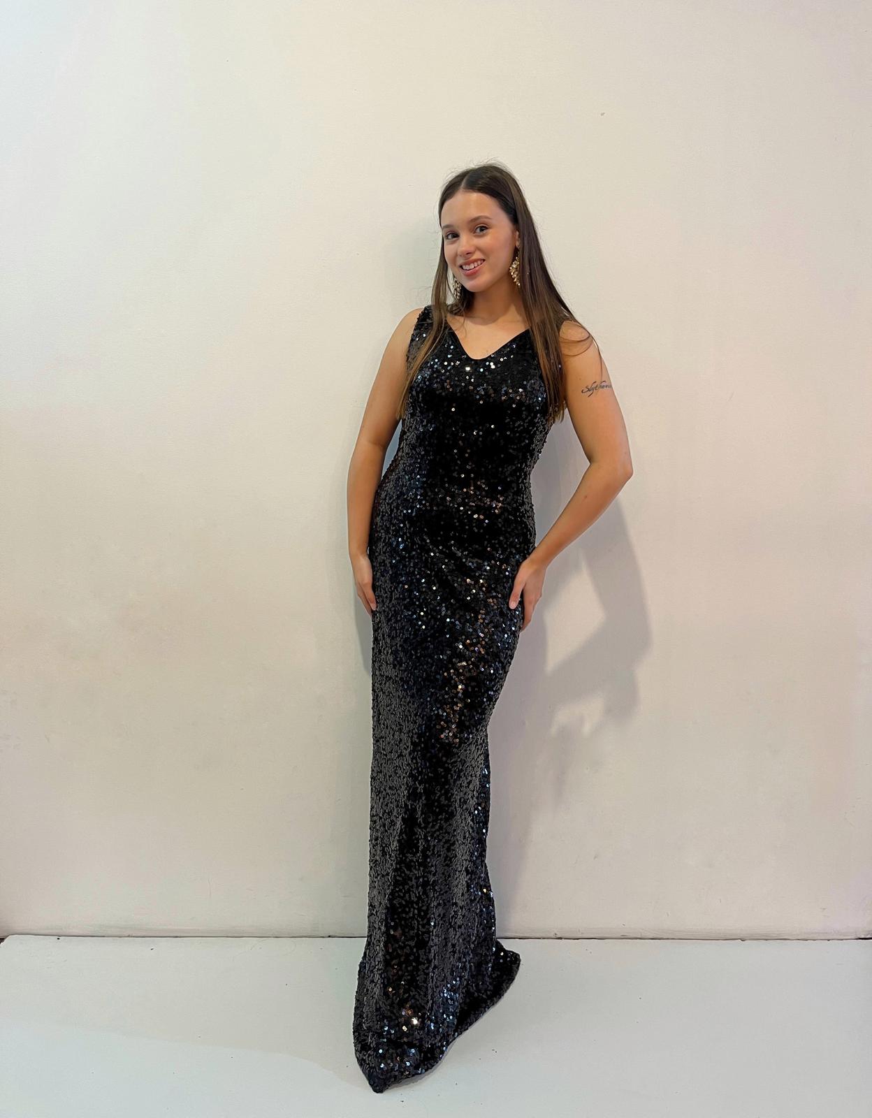 Vestido Lentejuelas Largo escote V
