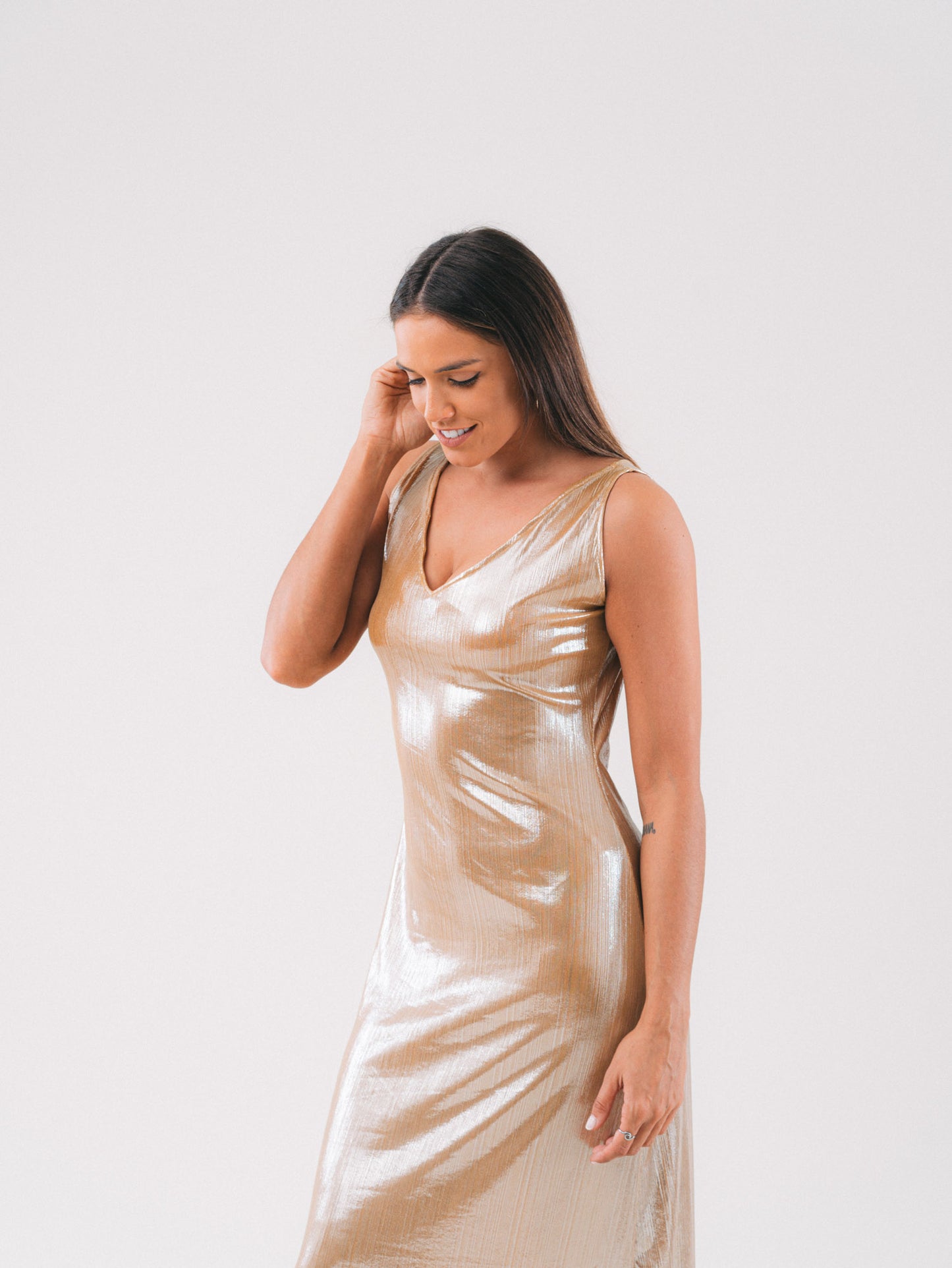Vestido largo con escote forma V