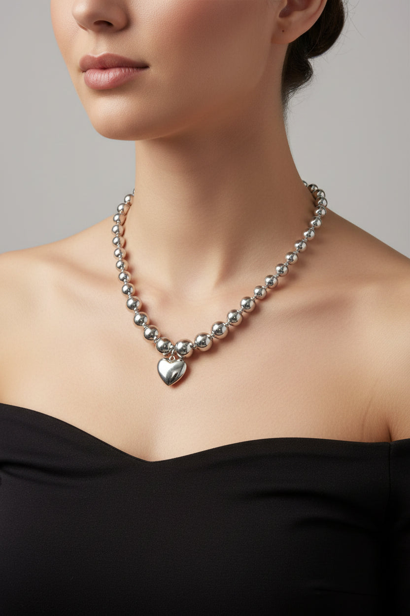 Collar Corazón Plateado
