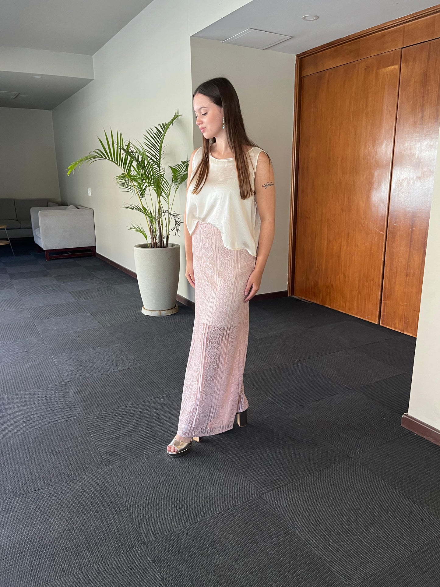 Maxi falda rosa