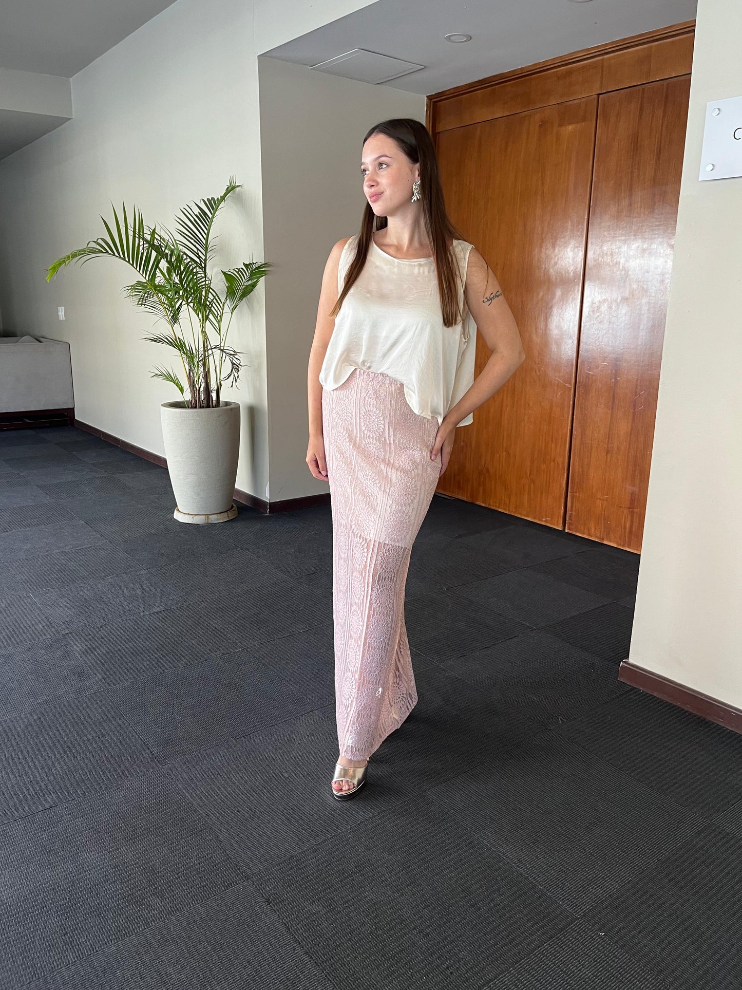 Maxi falda rosa