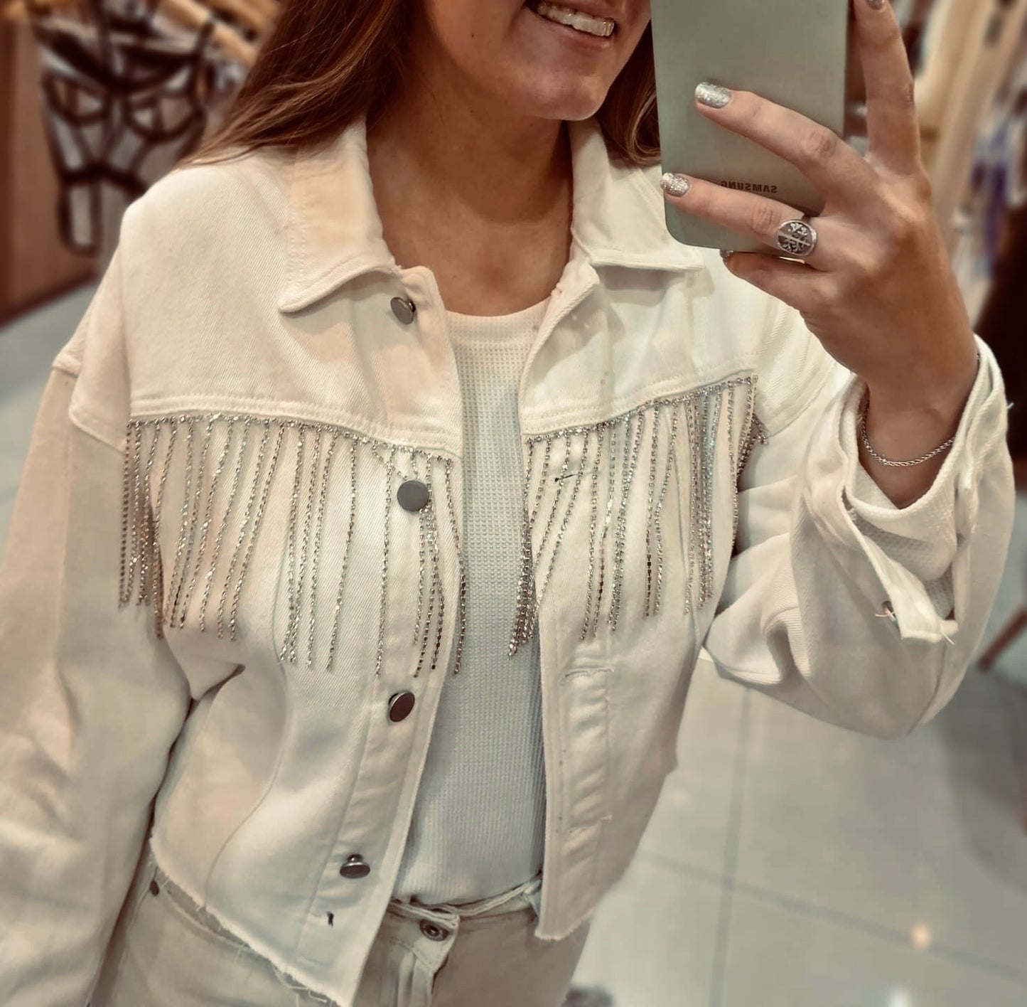 Campera de Jean con flecos