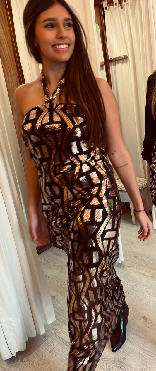 Vestido Strapples lentejuelas