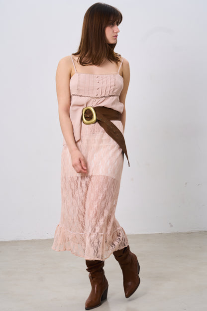 Falda de encaje con volado