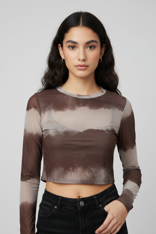 Remera crop manga larga
