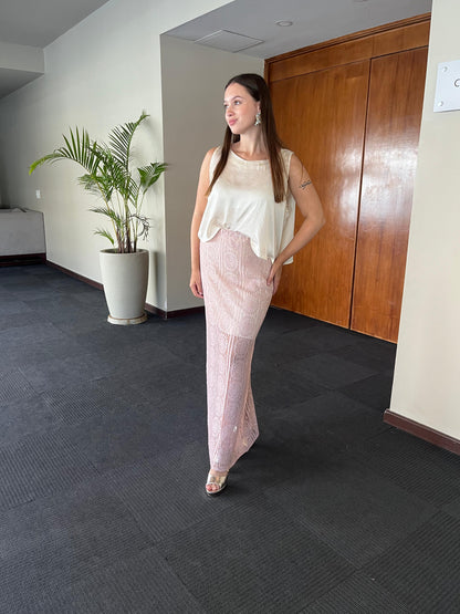 Maxi falda rosa