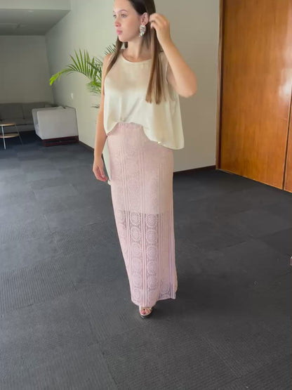 Maxi falda rosa